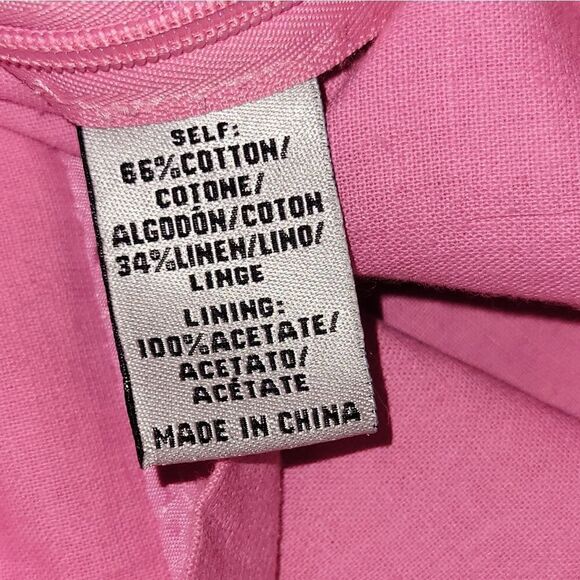 Tibi Flutter Sleeve Beaded Embroidered Linen Cotton Mexican Style Top Pink 4 - Picture 10 of 11